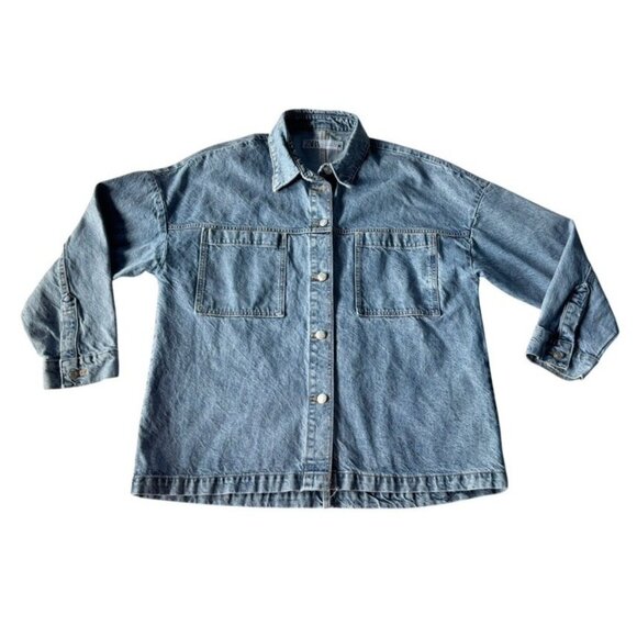 Zara Women's Sz M Patch Pocket Denim Jacket Light Wash Oversize - Picture 11 of 11
